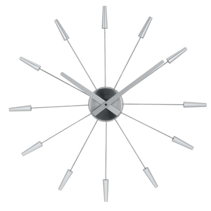 NeXtime Clocks Silent Wall Clock 58cm vintage stainless steel Plug Inn design, front view showing sleek face and modern style.