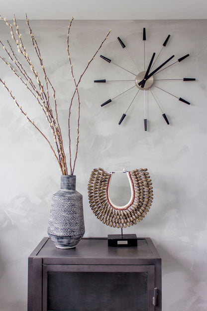 Vintage Silent Wall Clock by NeXtime Clocks, 58cm stainless steel design with modern aesthetic, labeled 'Plug Inn'.