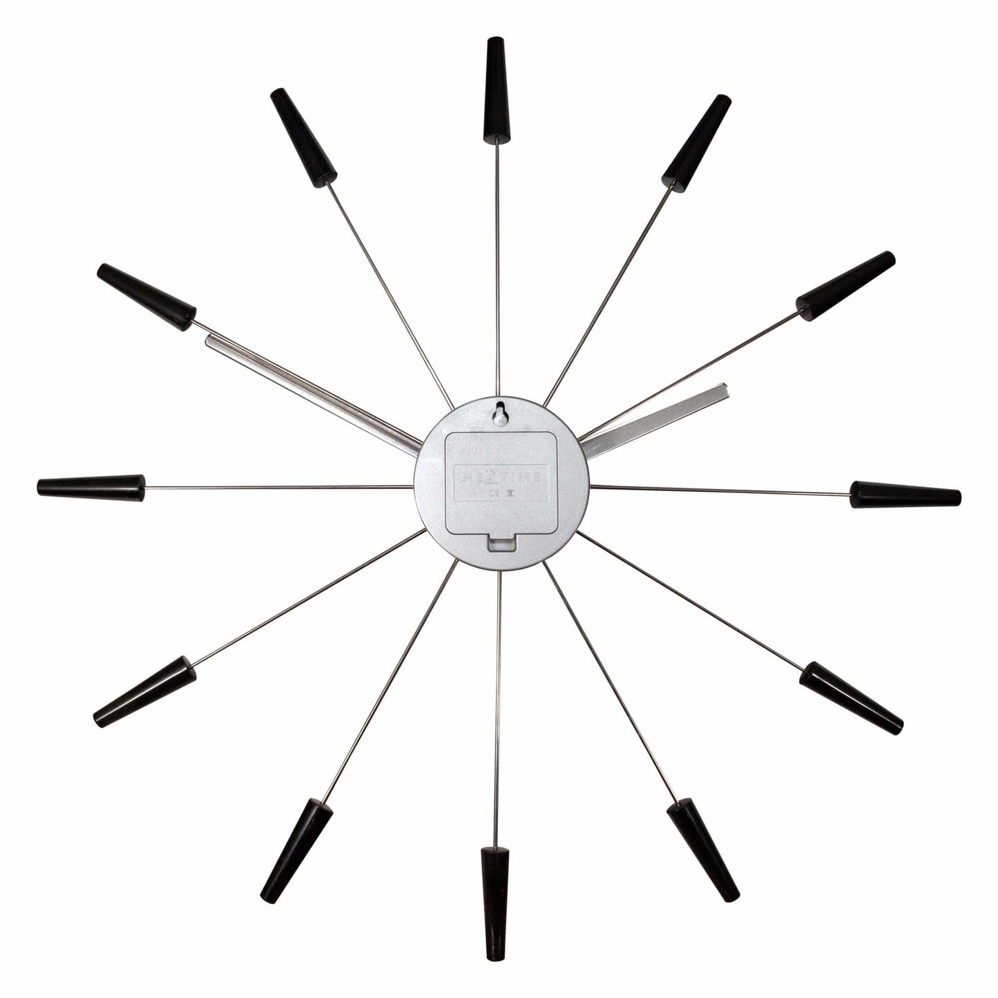 Silent Wall clock - Vintage - 58cm - Stainless Steel - 'Plug Inn'