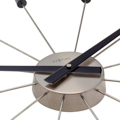 Vintage stainless steel Silent Wall clock by NeXtime Clocks, 58cm diameter with modern Plug Inn design details.