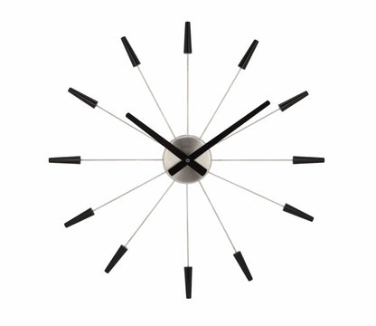 Vintage NeXtime Clocks Silent Wall Clock with stainless steel finish, 58cm diameter, front view showcasing modern design.