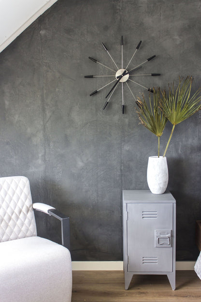 Vintage NeXtime Silent Wall Clock with stainless steel finish, 58cm diameter, modern design for interior decor.