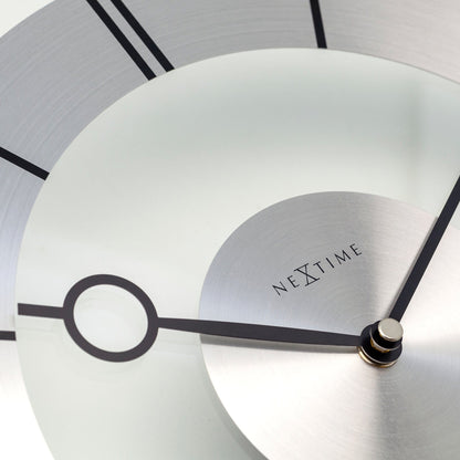 NeXtime Clocks retro wall clock, 31 cm aluminum frame with glass cover, showcasing a vintage-inspired design.