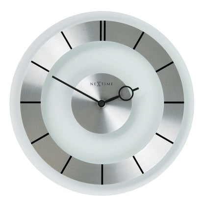 NeXtime Clocks Retro wall clock, 31 cm diameter with aluminium frame and glass cover, featuring a vintage-inspired design.