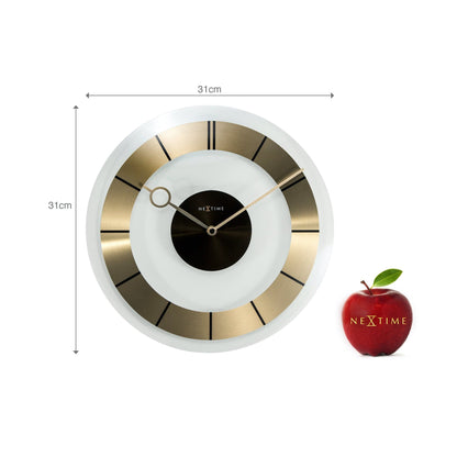 NeXtime Clocks retro wall clock with 31cm aluminium frame and glass cover, featuring a vintage design.