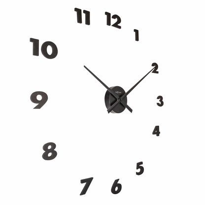NeXtime Clocks wall clock with aluminum frame, 48x3 cm, featuring minimalist design and small hands, viewed from the left side.