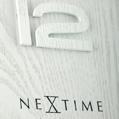 NeXtime Clocks Wood Wood Medium wall clock, 35 cm diameter, wooden face with minimalist design and black hour and minute hands.