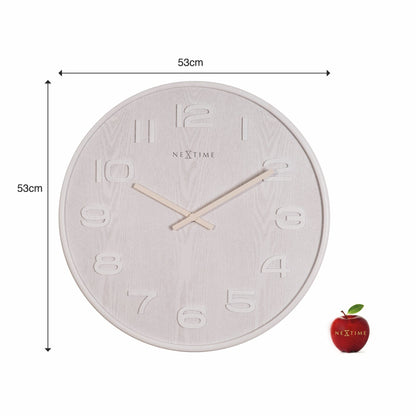 Wood Wood Medium wall clock by NeXtime Clocks, 35 cm round wooden clock with minimalist design.