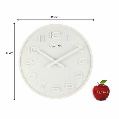 NeXtime Clocks Wood Wood Medium wall clock, 35 cm diameter, made of wood with a sleek, modern design.