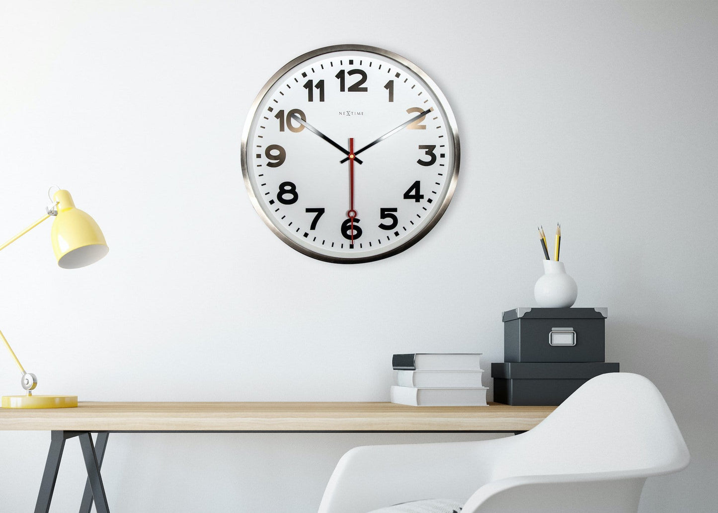 Wall clock-  55 cm - Aluminium - 'Super Station Numbers'