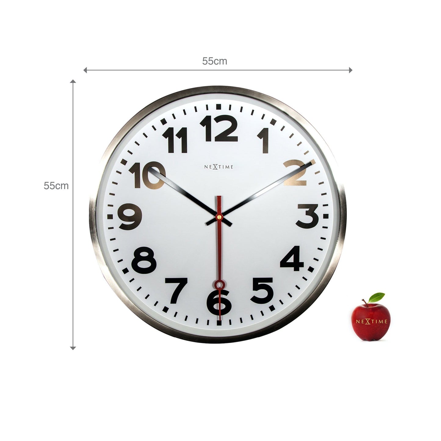 Wall clock-  55 cm - Aluminium - 'Super Station Numbers'