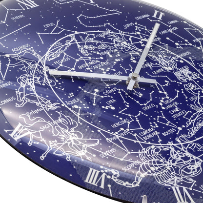 NeXtime wandklok van 35 cm met glow-in-the-dark 'Milky Way dome' glas, geschikt voor aan de muur.