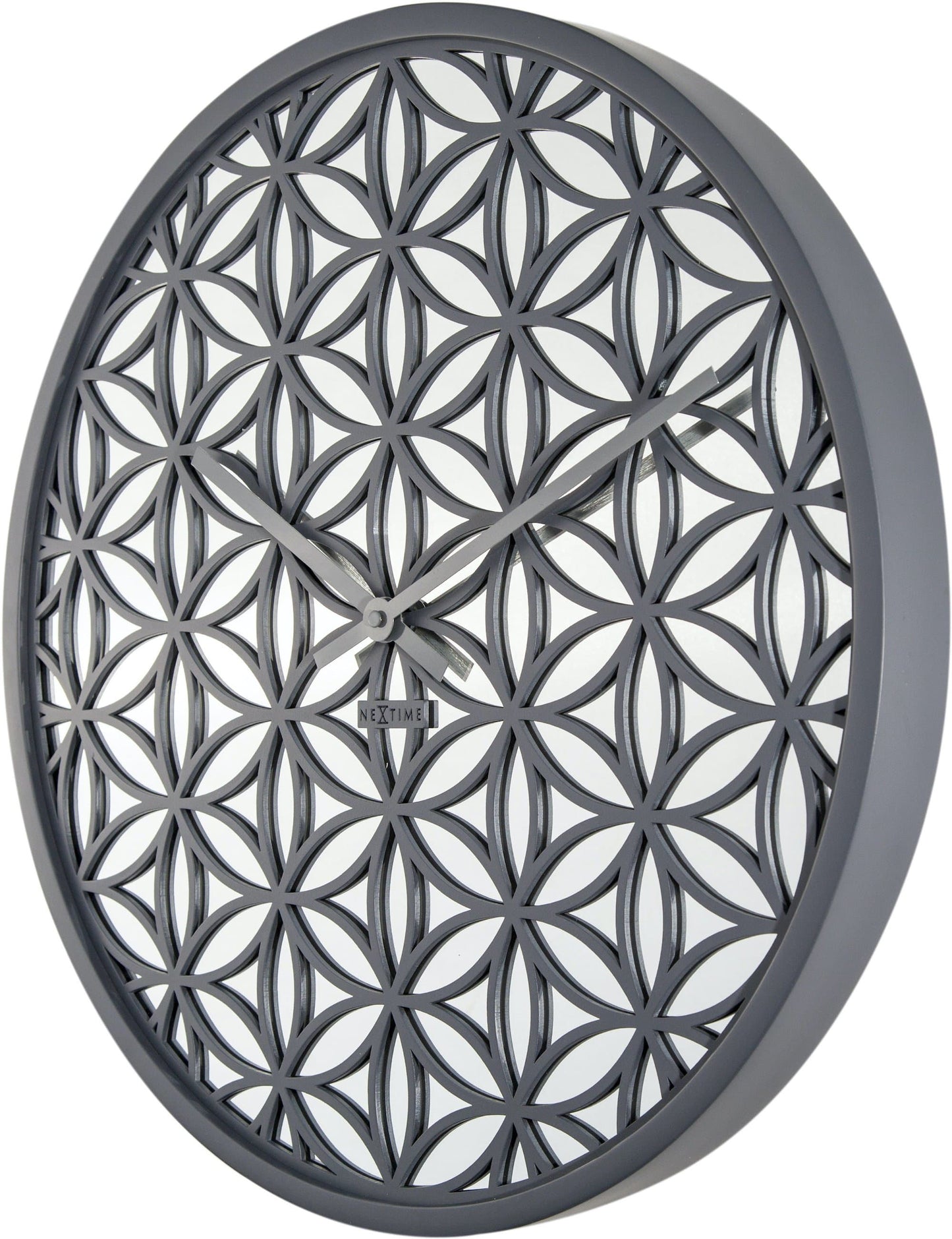 Wall clock -  50 cm - Wood/Mirror -  'Bella Mirror'