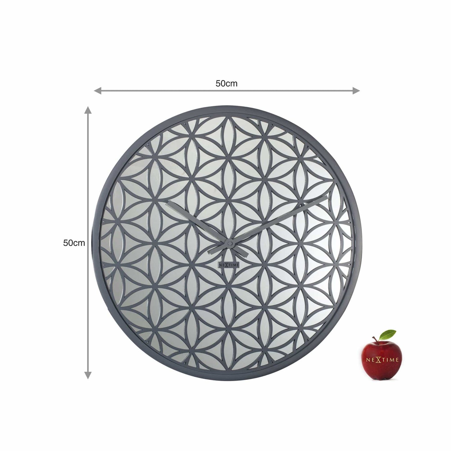 Wall clock -  50 cm - Wood/Mirror -  'Bella Mirror'