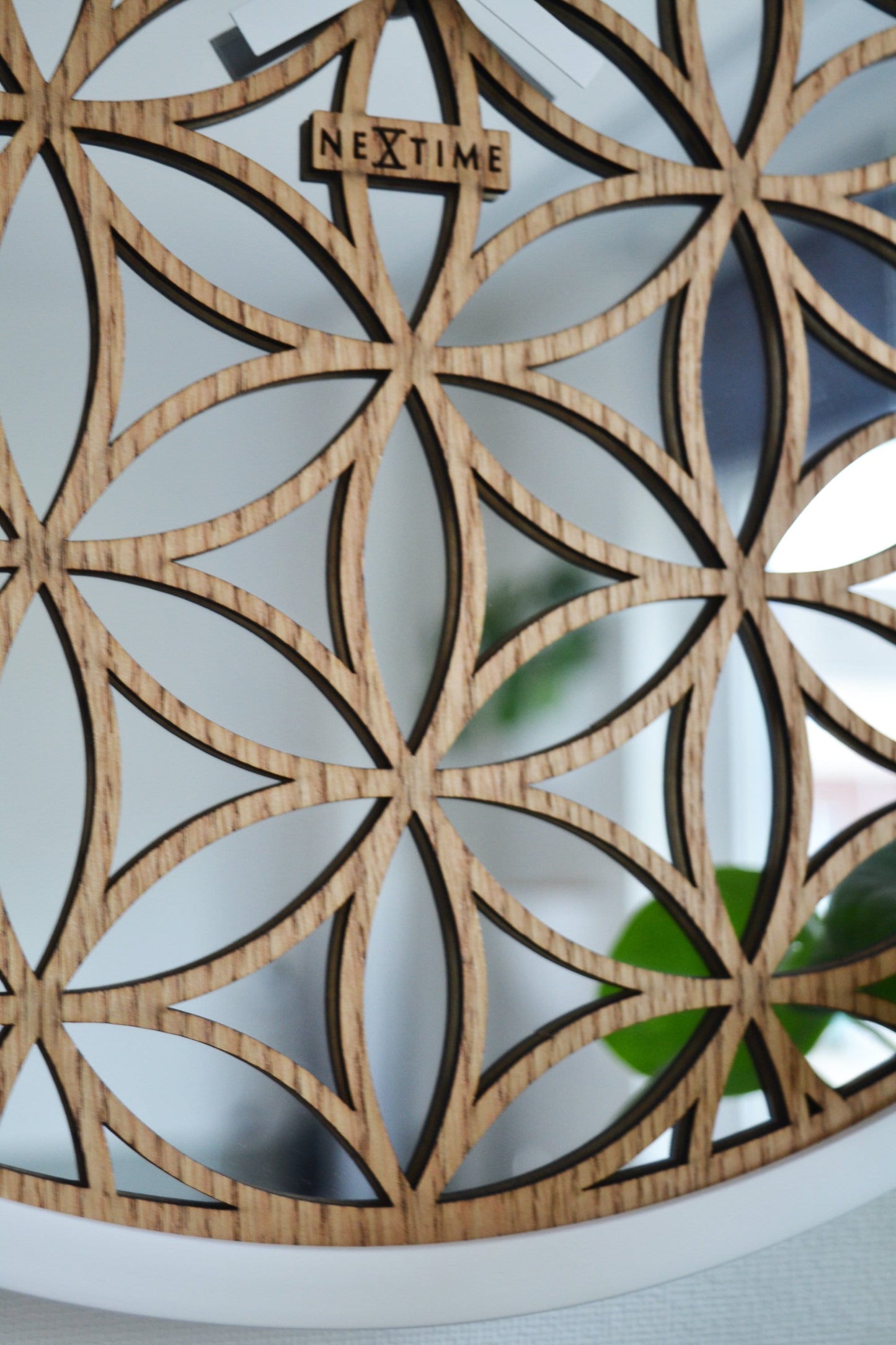 Wall clock -  50 cm - Wood/Mirror -  'Bella Mirror'