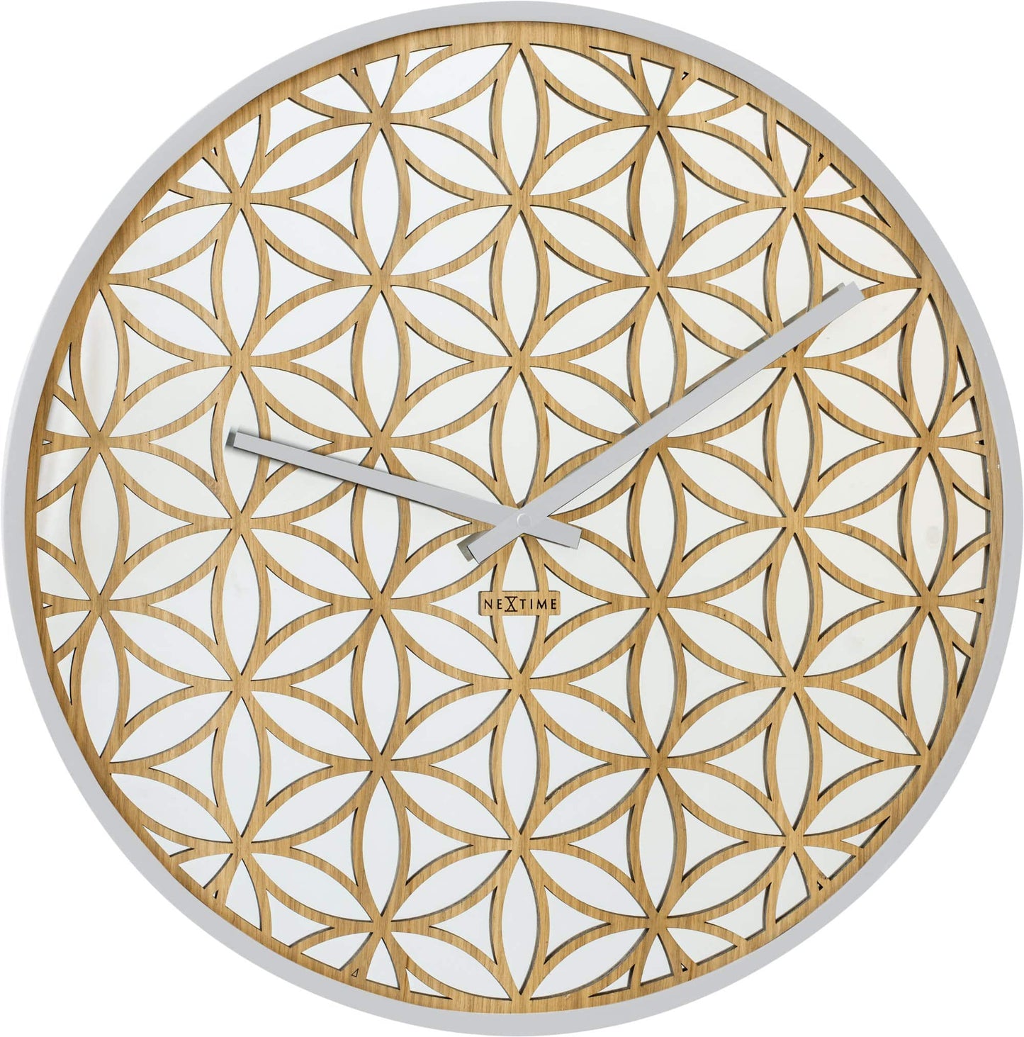 Wall clock -  50 cm - Wood/Mirror -  'Bella Mirror'