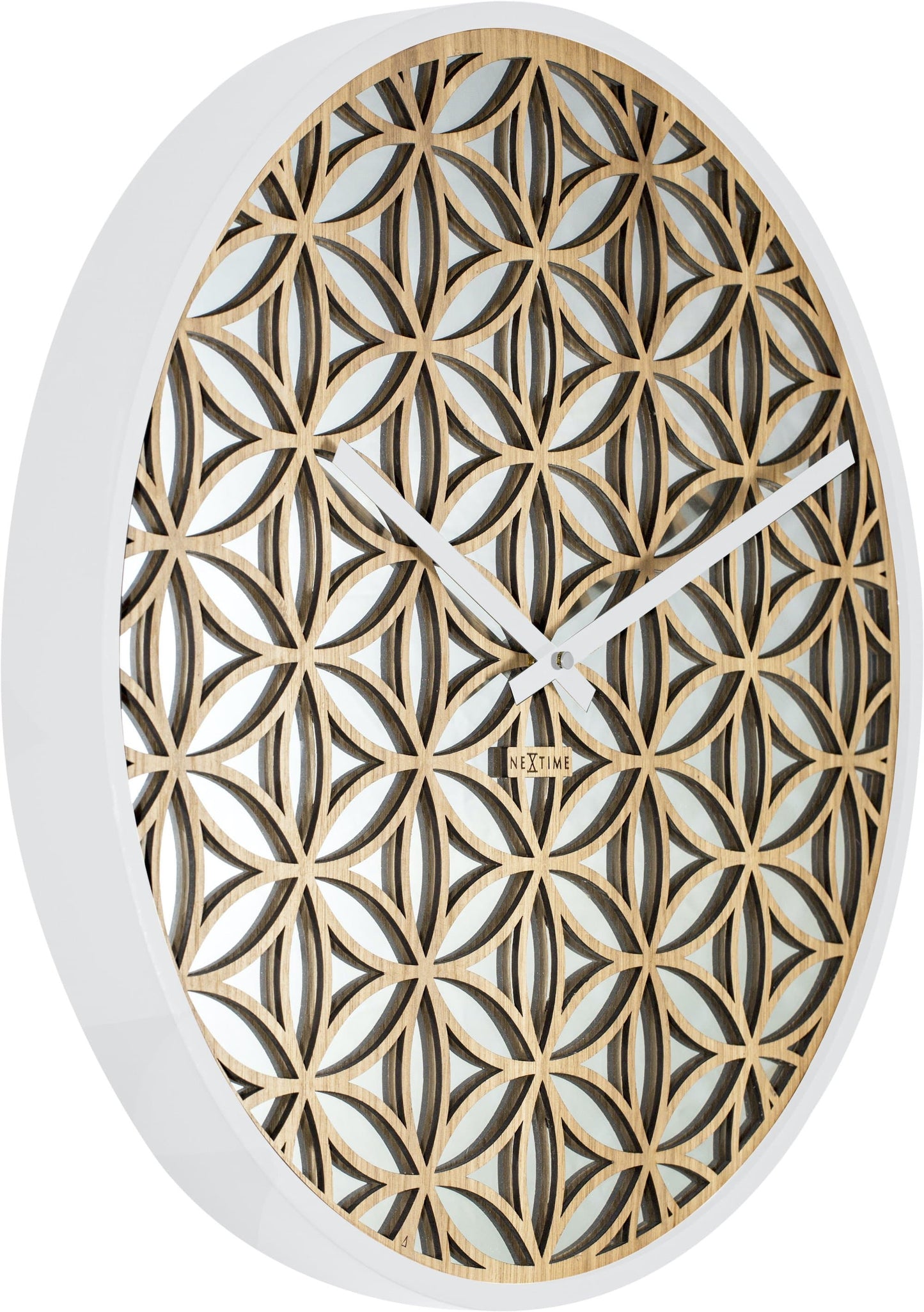 Wall clock -  50 cm - Wood/Mirror -  'Bella Mirror'