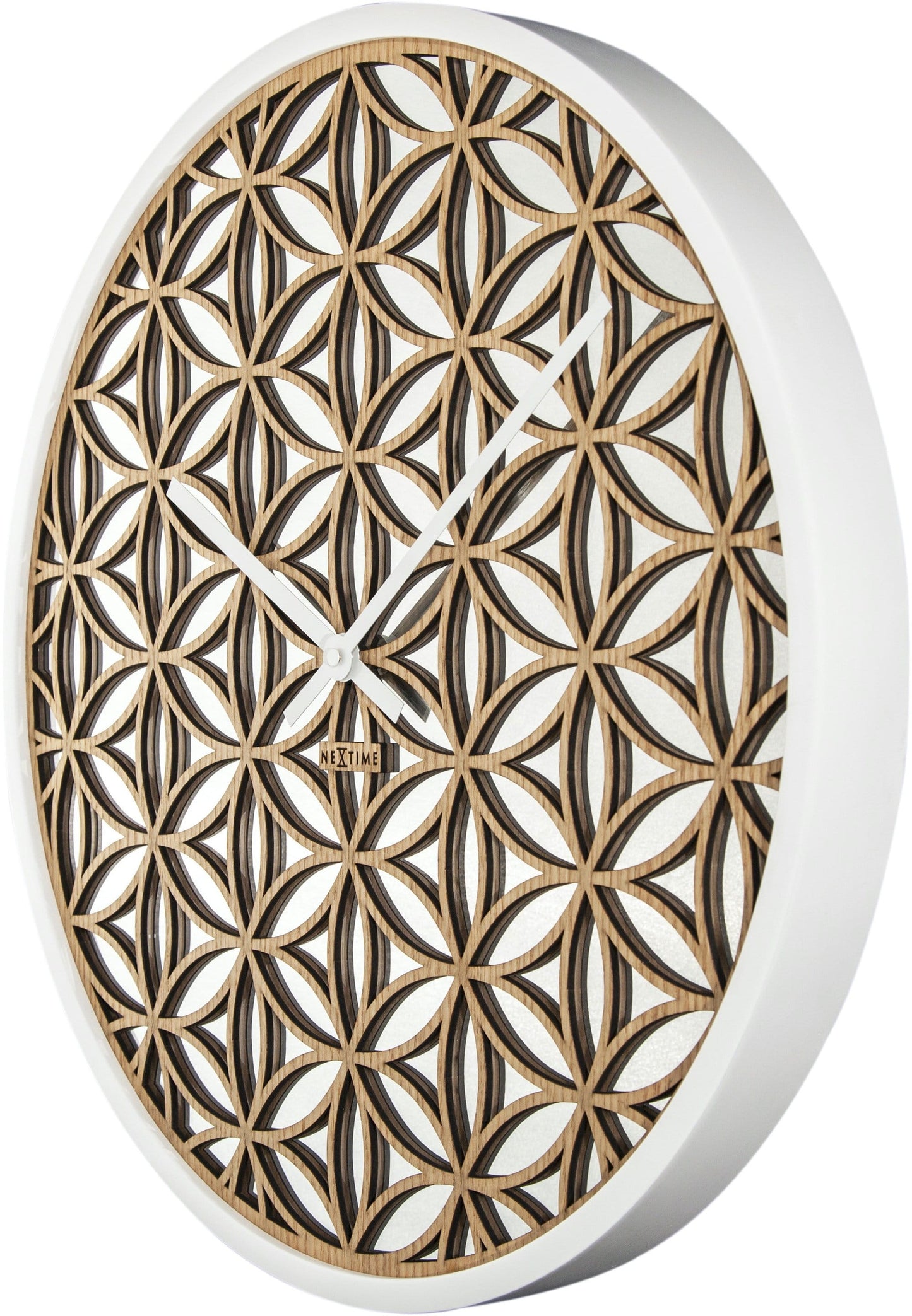 Wall clock -  50 cm - Wood/Mirror -  'Bella Mirror'