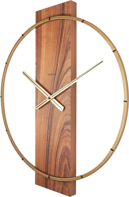 NeXtime wall clock with wooden and steel frame, measuring 50.8 x 58.2 cm, showing the right side view of the clock.
