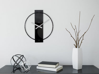 NeXtime wall clock with wood and steel frame, large 50.8 x 58.2 cm, modern design, hanging on a wall.