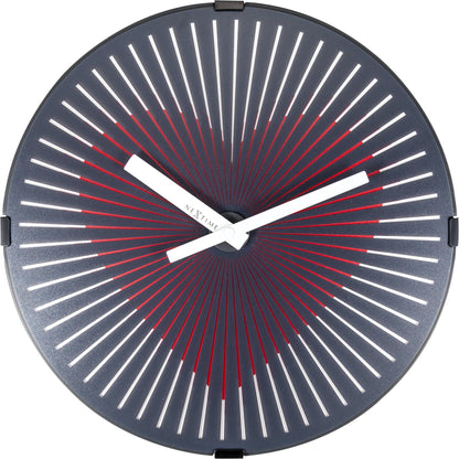 NeXtime Clocks Motion Heart red wall clock, 30 cm plastic design with moving hands and modern style.