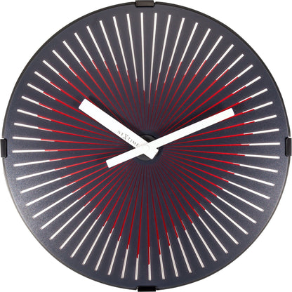 Red plastic wall clock with motion heart design, 30 cm diameter by NeXtime Clocks, featuring a stylish and modern look.