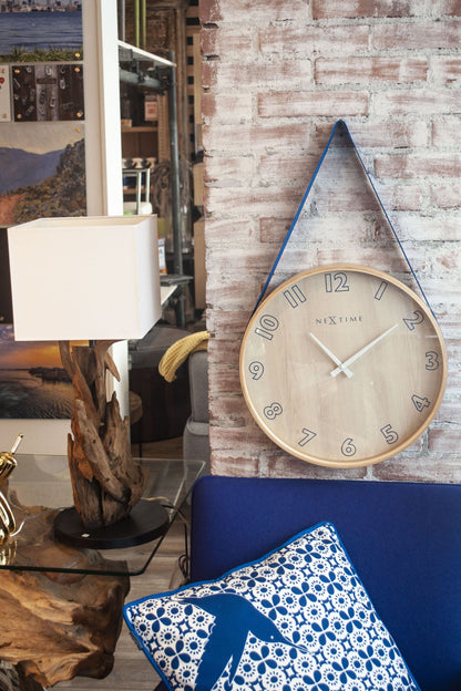 NeXtime Clocks wall clock, 40 cm, with wooden frame and fabric face, featuring a modern Loop Big design.
