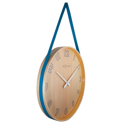 NeXtime Clocks Loop Big wall clock with 40 cm wooden and fabric design, featuring a modern, minimalist style.