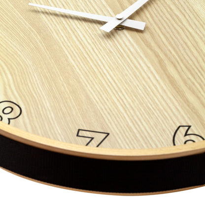 NeXtime Clocks Loop Big wall clock with 40cm wooden and fabric design, featuring modern minimalistic style.