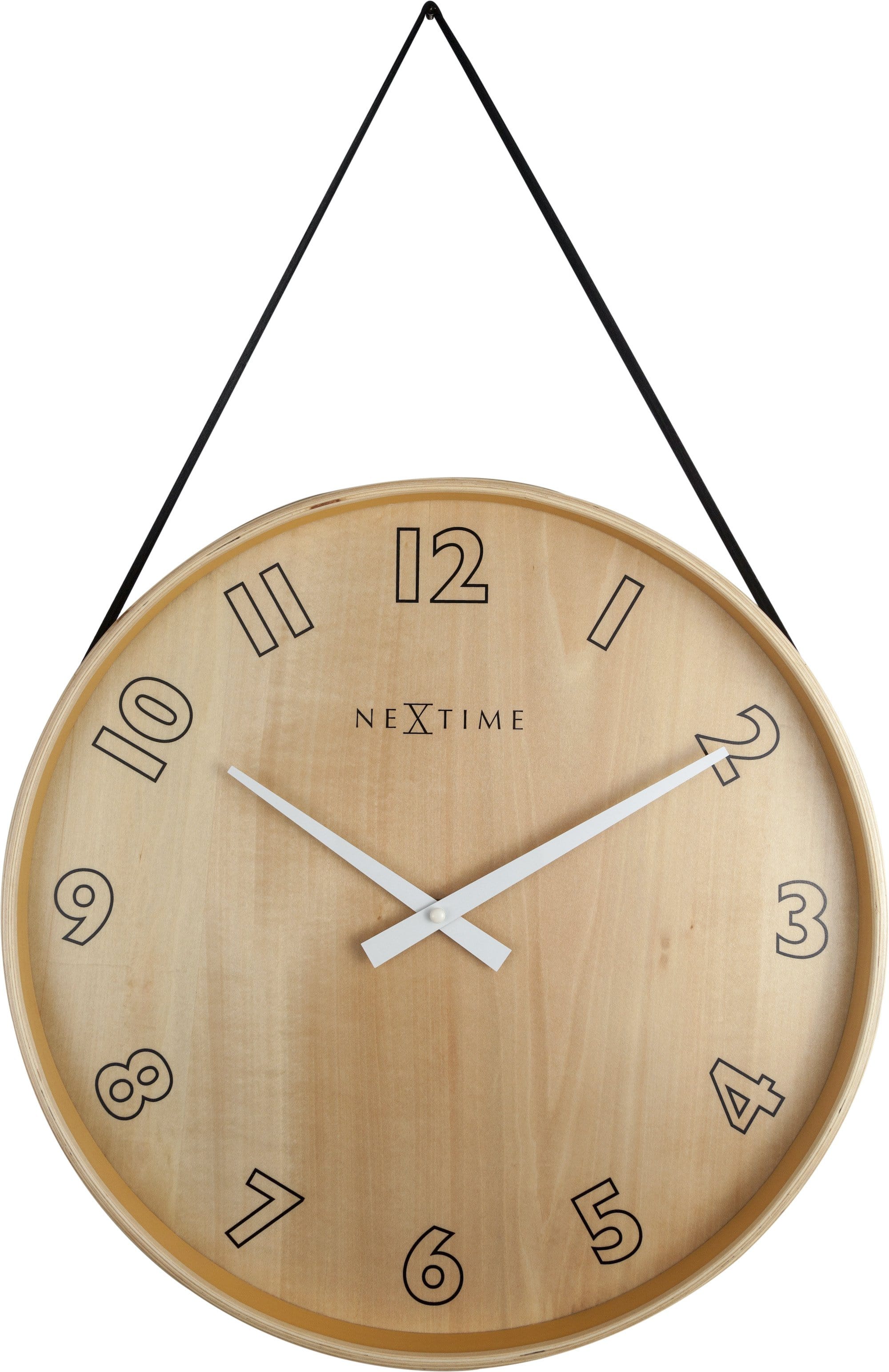 NeXtime Clocks Loop Big wall clock, 40cm diameter, wood and fabric design, modern round clock with minimalist style.