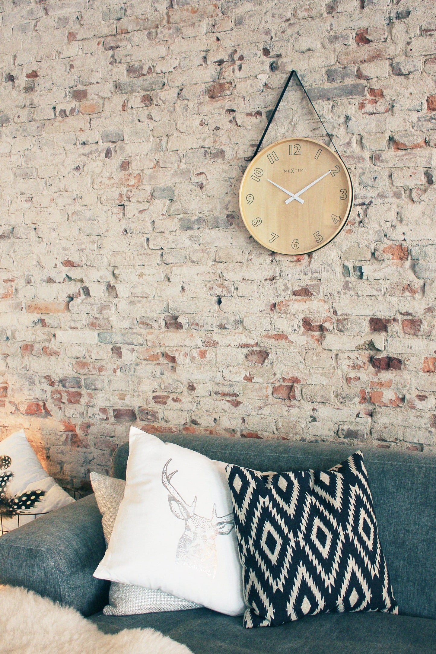 Wall clock-  40 cm - Wood/Fabric -  'Loop Big'