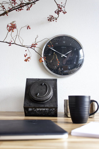 Wall clock-  33 cm - Metal - Dome Shaped Glass-  '60 Minutes'