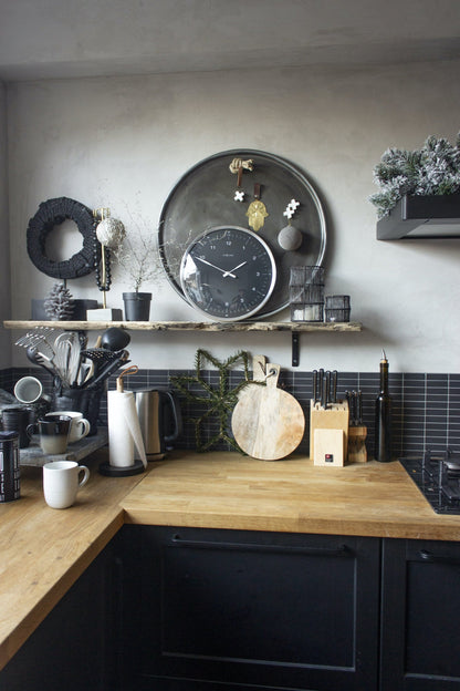 Wall clock-  33 cm - Metal - Dome Shaped Glass-  '60 Minutes'