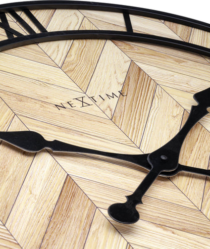 NeXtime Clocks Roman Vintage wall clock, 58cm with wood and metal design, featuring classic Roman numerals and vintage style.