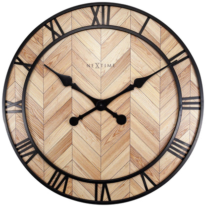 NeXtime Clocks Roman Vintage wall clock, 58cm with wood and metal design, featuring Roman numerals and vintage style.
