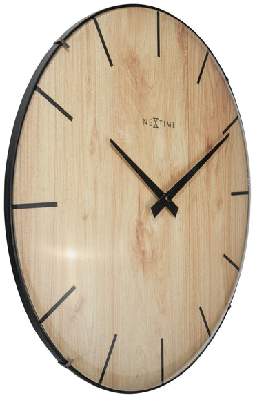 Wall clock -  35 cm - Dome Glass -  'Edge Wood Dome'