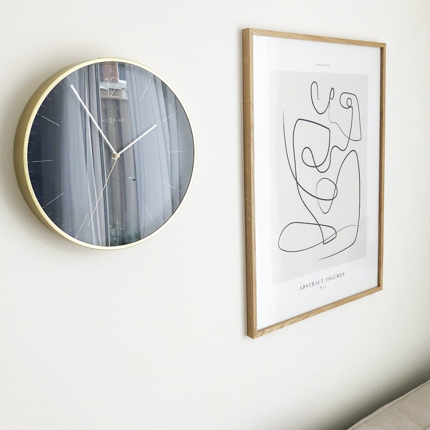 Wall clock -  34 cm - Glass / Metal - Vintage  'Essential Gold'