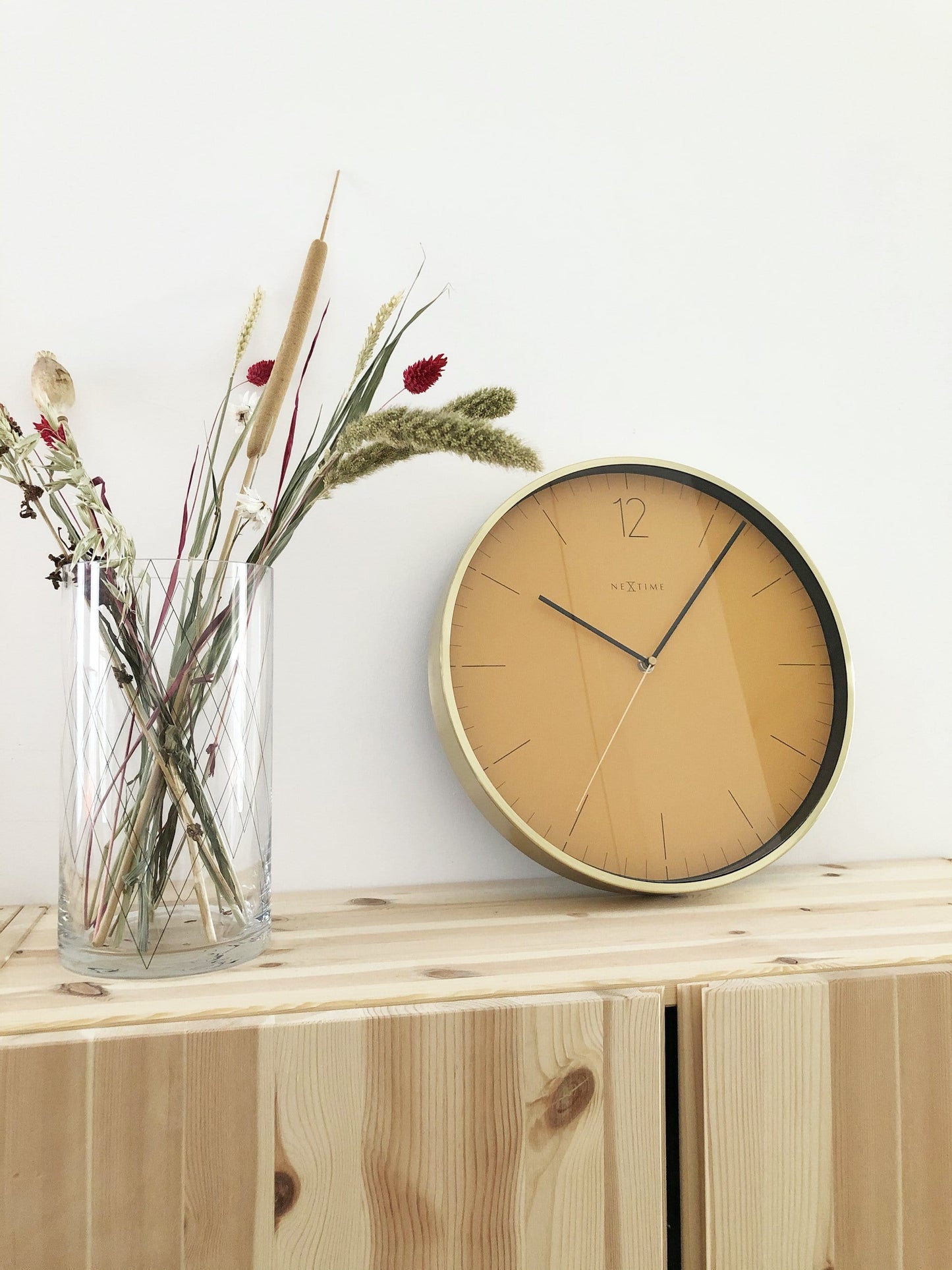 Wall clock -  34 cm - Glass / Metal - Vintage  'Essential Gold'