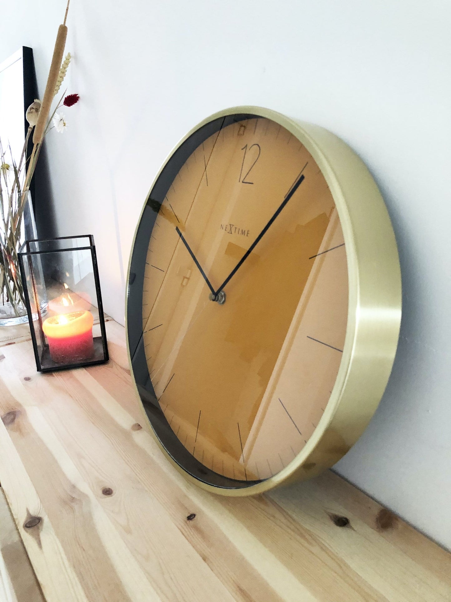 Wall clock -  34 cm - Glass / Metal - Vintage  'Essential Gold'