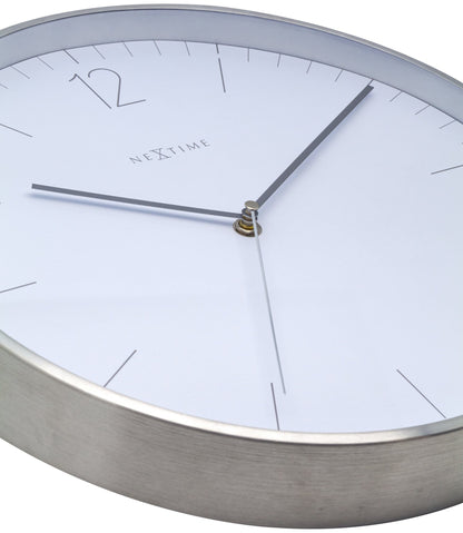 Wall clock -  34 cm - Glass / Metal - Elegant 'Essential Silver'