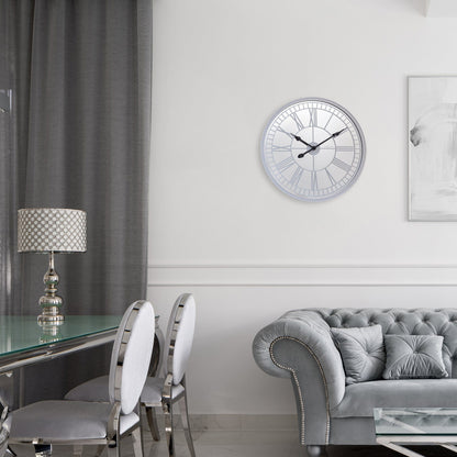 Large 56cm NeXtime Clocks wall clock with mirror finish, silent quartz movement, glass face, inspired by Cleopatra's mirror design.