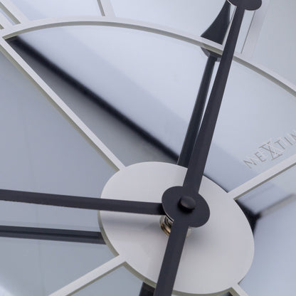 Large NeXtime Cleopatra's Mirror wall clock, 56cm, silent with a glass mirror face and elegant design.