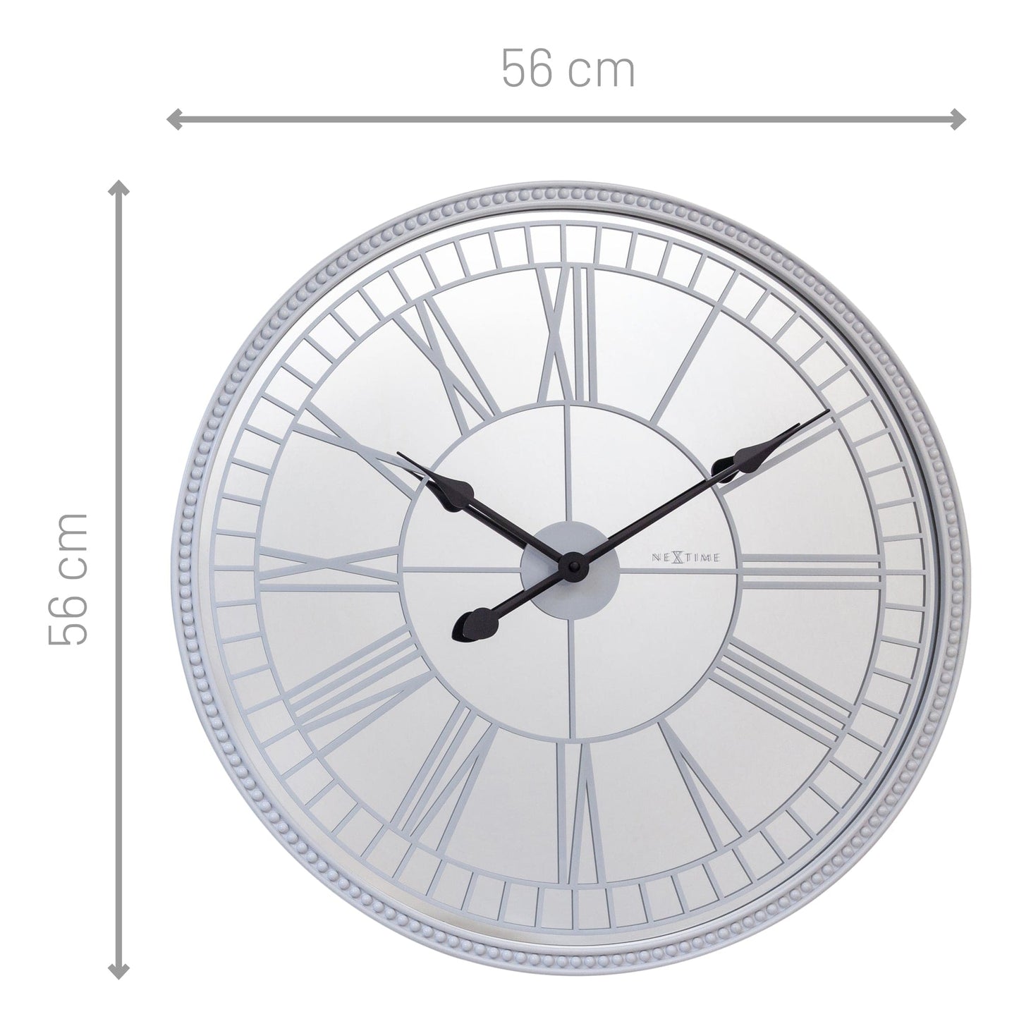 Large Wall clock 56cm - Silent - Mirror - Glass - "Cleopatra's Mirror"