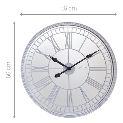 Large 56cm NeXtime Clocks wall clock with mirror and glass, silent movement, featuring Cleopatra's Mirror design.