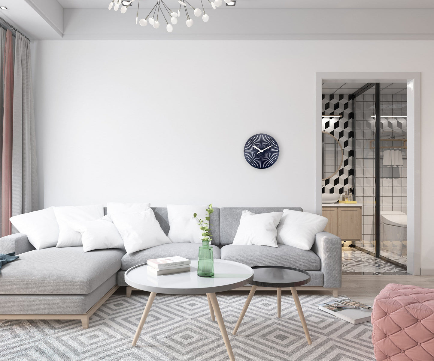 Wall Clock with moving Running Dog - 30.5cm