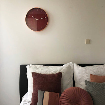 Large red NeXtime Clocks wall clock, 40cm silent metal and glass design, Essential XXL series.