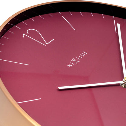 Large red NeXtime wall clock with silent movement, 40cm metal and glass design, Essential XXL series.