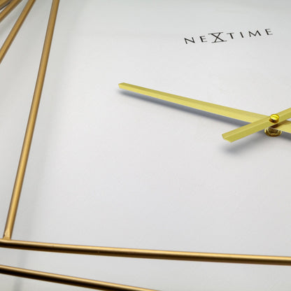 Large square metal wall clock by NeXtime Clocks, 85x85cm with a turning square design, showcasing modern geometric style.