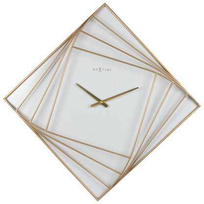 Large square metal wall clock by NeXtime Clocks, 85x85cm, featuring a modern turning square design.