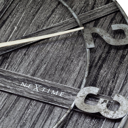 Large 50cm NeXtime York wall clock with wood and metal design, silent movement, perfect for modern home decor.